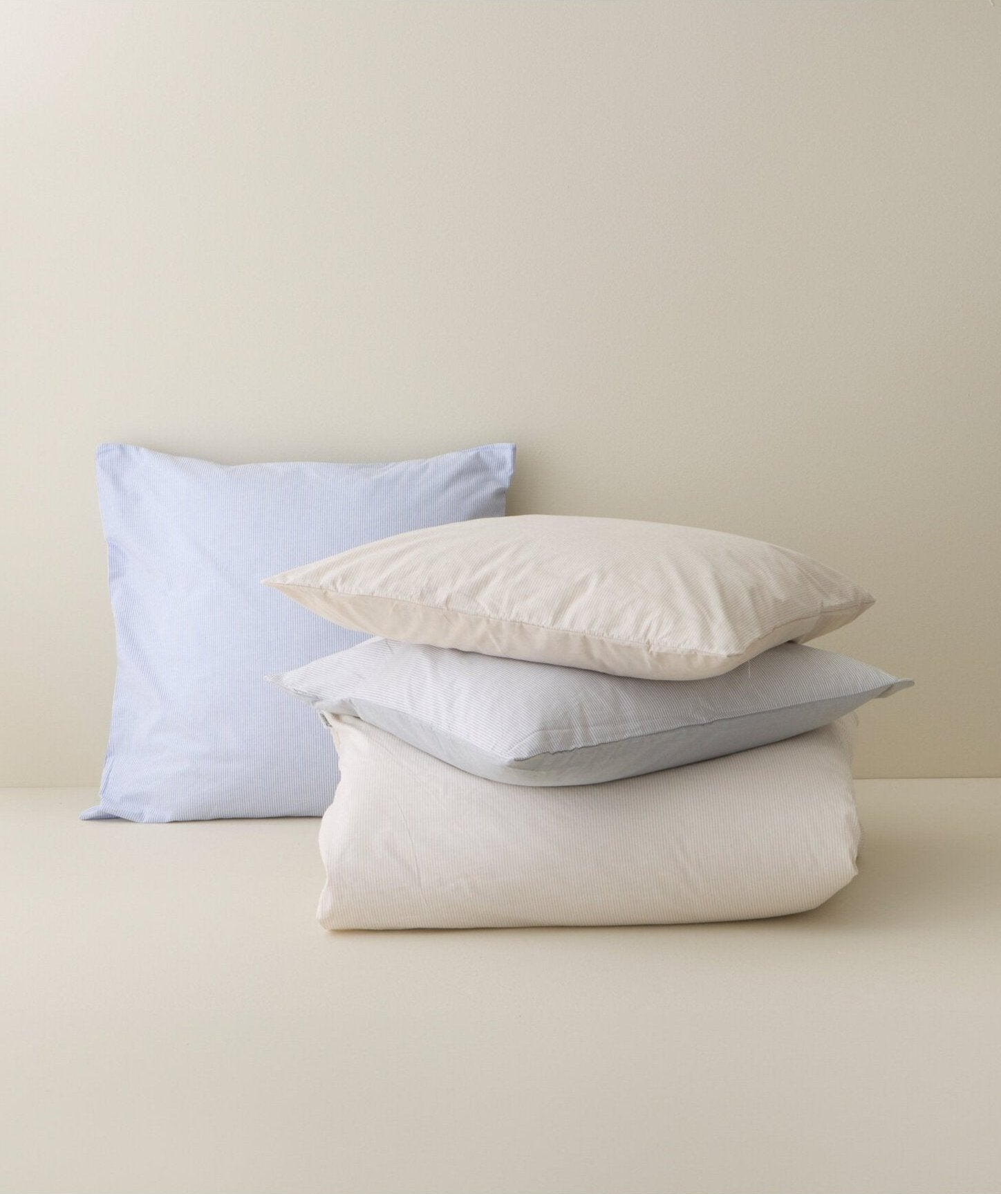 Mini Strib sengetøj - sand/hvid